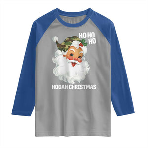 Camo Santa Christmas Raglan Shirt Ho Ho Ho Hooah Christmas TS14 Sport Gray Royal Print Your Wear