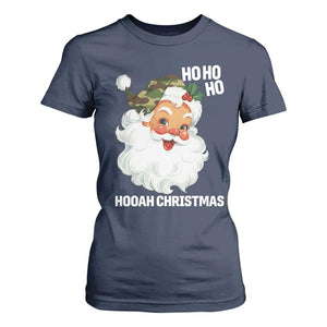 Camo Santa Christmas T Shirt For Women Ho Ho Ho Hooah Christmas TS14 Navy Print Your Wear