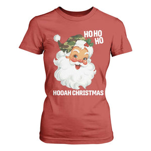 Camo Santa Christmas T Shirt For Women Ho Ho Ho Hooah Christmas TS14 Red Print Your Wear