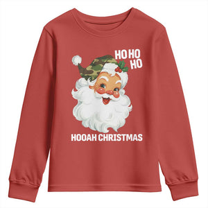 Camo Santa Christmas Youth Sweatshirt Ho Ho Ho Hooah Christmas TS14 Red Print Your Wear