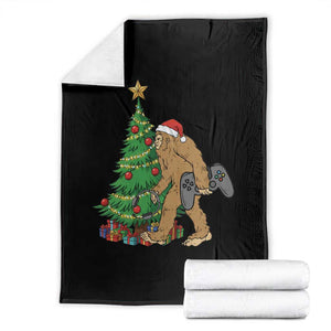 Bigfoot Gamer Christmas Throw Blanket Funny Sasquatch Gaming Xmas TS14 Black Print Your Wear