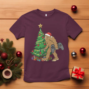 Bigfoot Gamer Christmas T Shirt Funny Sasquatch Gaming Xmas TS14 Maroon Print Your Wear