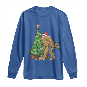 Bigfoot Gamer Christmas Long Sleeve Shirt Funny Sasquatch Gaming Xmas TS14 Royal Blue Print Your Wear