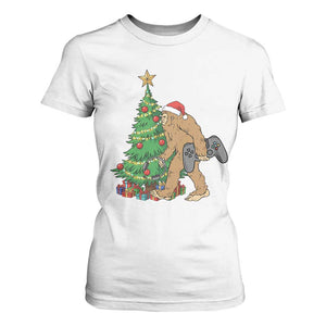 Bigfoot Gamer Christmas T Shirt For Women Funny Sasquatch Gaming Xmas TS14 White Print Your Wear