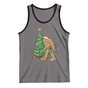 Bigfoot Gamer Christmas Tank Top Funny Sasquatch Gaming Xmas TS14 Deep Heather Black Print Your Wear