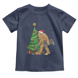Bigfoot Gamer Christmas Toddler T Shirt Funny Sasquatch Gaming Xmas TS14 Navy Print Your Wear