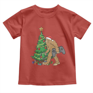 Bigfoot Gamer Christmas Toddler T Shirt Funny Sasquatch Gaming Xmas TS14 Red Print Your Wear