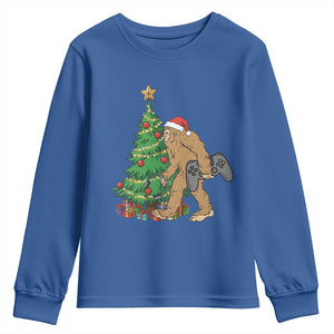 Bigfoot Gamer Christmas Youth Sweatshirt Funny Sasquatch Gaming Xmas TS14 Royal Blue Print Your Wear