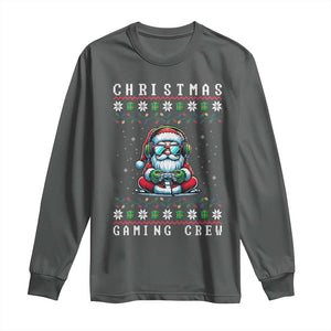 Santa Claus Gamer Long Sleeve Shirt Christmas Gmaing Crew TS14 Dark Heather Print Your Wear