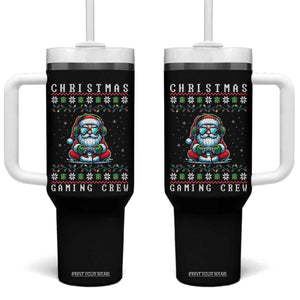 Santa Claus Gamer Tumbler With Handle Christmas Gmaing Crew TS14 One Size: 40 oz Black Print Your Wear