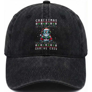 Santa Claus Gamer Washed Cotton Baseball Cap Christmas Gmaing Crew TS14 Washed Cap Universal Fit Black Print Your Wear