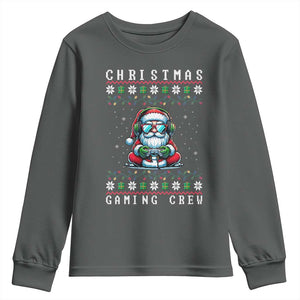 Santa Claus Gamer Youth Sweatshirt Christmas Gmaing Crew TS14 Dark Heather Print Your Wear