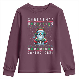 Santa Claus Gamer Youth Sweatshirt Christmas Gmaing Crew TS14 Maroon Print Your Wear