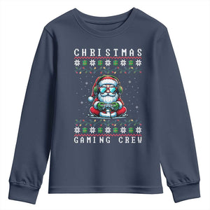 Santa Claus Gamer Youth Sweatshirt Christmas Gmaing Crew TS14 Navy Print Your Wear
