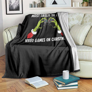 Funny Elf Hand Christmas Throw Blanket Most Likely To Play Video Games On Christmas TS14 Print Your Wear