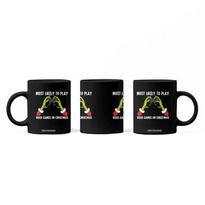 Funny Elf Hand Christmas Coffee Mug Most Likely To Play Video Games On Christmas TS14 Print Your Wear