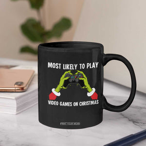 Funny Elf Hand Christmas Coffee Mug Most Likely To Play Video Games On Christmas TS14 Print Your Wear