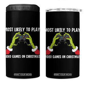 Funny Elf Hand Christmas 4 in 1 Can Cooler Tumbler Most Likely To Play Video Games On Christmas TS14 One Size: 16 oz Black Print Your Wear