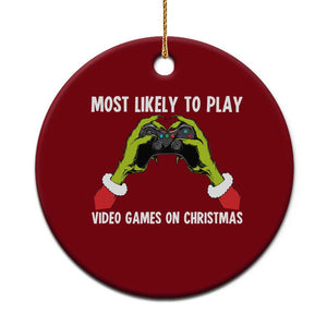 Funny Elf Hand Christmas Ceramic Ornament Most Likely To Play Video Games On Christmas TS14 1pc Red Print Your Wear