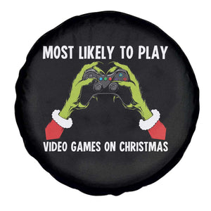 Funny Elf Hand Christmas Spare Tire Cover Most Likely To Play Video Games On Christmas TS14 Print Your Wear