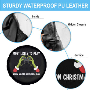 Funny Elf Hand Christmas Spare Tire Cover Most Likely To Play Video Games On Christmas TS14 Print Your Wear