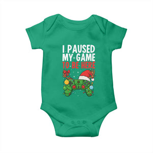 Funny Gaming Christmas Baby Onesie I Paused My Game To Be Here TS14 Irish Green Print Your Wear