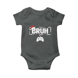 Funny Gaming Christmas Baby Onesie Gamer Bruh Video Game TS14 Dark Heather Print Your Wear