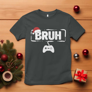 Funny Gaming Christmas T Shirt Gamer Bruh Video Game TS14 Dark Heather Print Your Wear