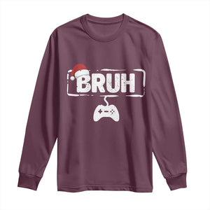 Funny Gaming Christmas Long Sleeve Shirt Gamer Bruh Video Game TS14 Maroon Print Your Wear