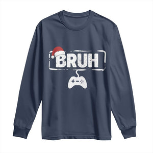 Funny Gaming Christmas Long Sleeve Shirt Gamer Bruh Video Game TS14 Navy Print Your Wear