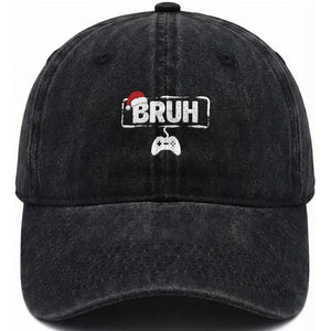 Funny Gaming Christmas Washed Cotton Baseball Cap Gamer Bruh Video Game TS14 Washed Cap Universal Fit Black Print Your Wear