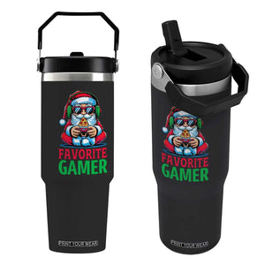 Funny Santa Gamer Christmas Flip Straw Tumbler TS14 One Size: 30 oz Black Print Your Wear