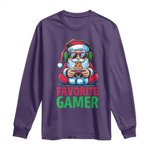 Funny Santa Gamer Christmas Long Sleeve Shirt TS14 Purple Print Your Wear