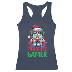 Funny Santa Gamer Christmas Racerback Tank Top TS14 Navy Print Your Wear