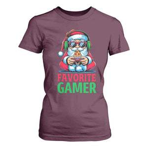 Funny Santa Gamer Christmas T Shirt For Women TS14 Maroon Print Your Wear