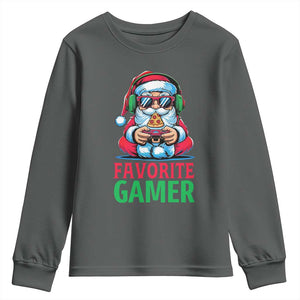 Funny Santa Gamer Christmas Youth Sweatshirt TS14 Dark Heather Print Your Wear
