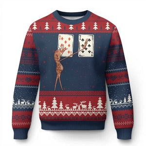67 Marcus The Worm Poker Game Ugly Christmas Sweater Funny Six Seven Meme Playing Cards TS14 Navy Red Print Your Wear