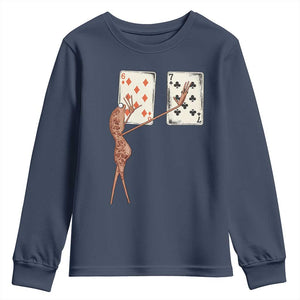 67 Marcus The Worm Poker Game Youth Sweatshirt Funny Six Seven Meme Playing Cards TS14 Navy Print Your Wear