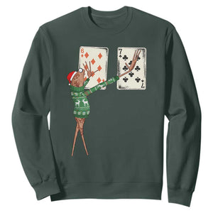 67 Marcus The Worm Poker Game Christmas Sweatshirt Funny Six Seven Meme Playing Cards Holiday Vibe TS14 Dark Forest Green Print Your Wear