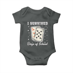 I Survived 67 Days Of School Baby Onesie Playing Cards Meme TS14 Dark Heather Print Your Wear