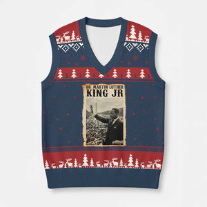 Martin Luther King Jr MLK Day V-Neck Knit Sweater Vest TS14 Navy Red Print Your Wear