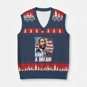 Martin Luther King Jr V-Neck Knit Sweater Vest I Have A Dream TS14 Navy Red Print Your Wear