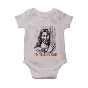 Funny Jesus Christian Meme Baby Onesie I Am Telling Dad TS14 Ice Gray Print Your Wear