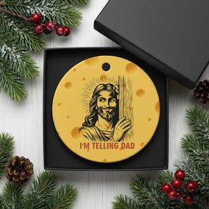 Funny Jesus Christian Meme Ceramic Ornament I Am Telling Dad TS14 1pc Yellow Cheese Print Your Wear