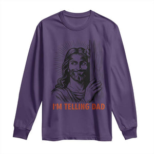 Funny Jesus Christian Meme Long Sleeve Shirt I Am Telling Dad TS14 Purple Print Your Wear