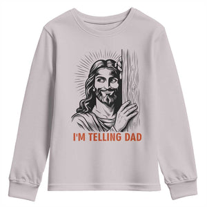 Funny Jesus Christian Meme Youth Sweatshirt I Am Telling Dad TS14 Ice Gray Print Your Wear