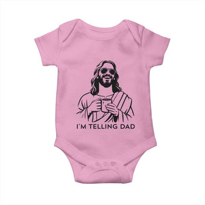 Funny Jesus Meme Baby Onesie I Am Telling Dad TS14 Light Pink Print Your Wear