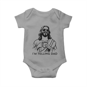Funny Jesus Meme Baby Onesie I Am Telling Dad TS14 Sport Gray Print Your Wear