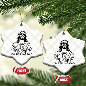 Funny Jesus Meme Ceramic Ornament I Am Telling Dad TS14 Print Your Wear