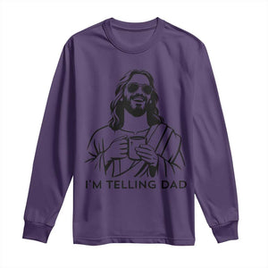 Funny Jesus Meme Long Sleeve Shirt I Am Telling Dad TS14 Purple Print Your Wear